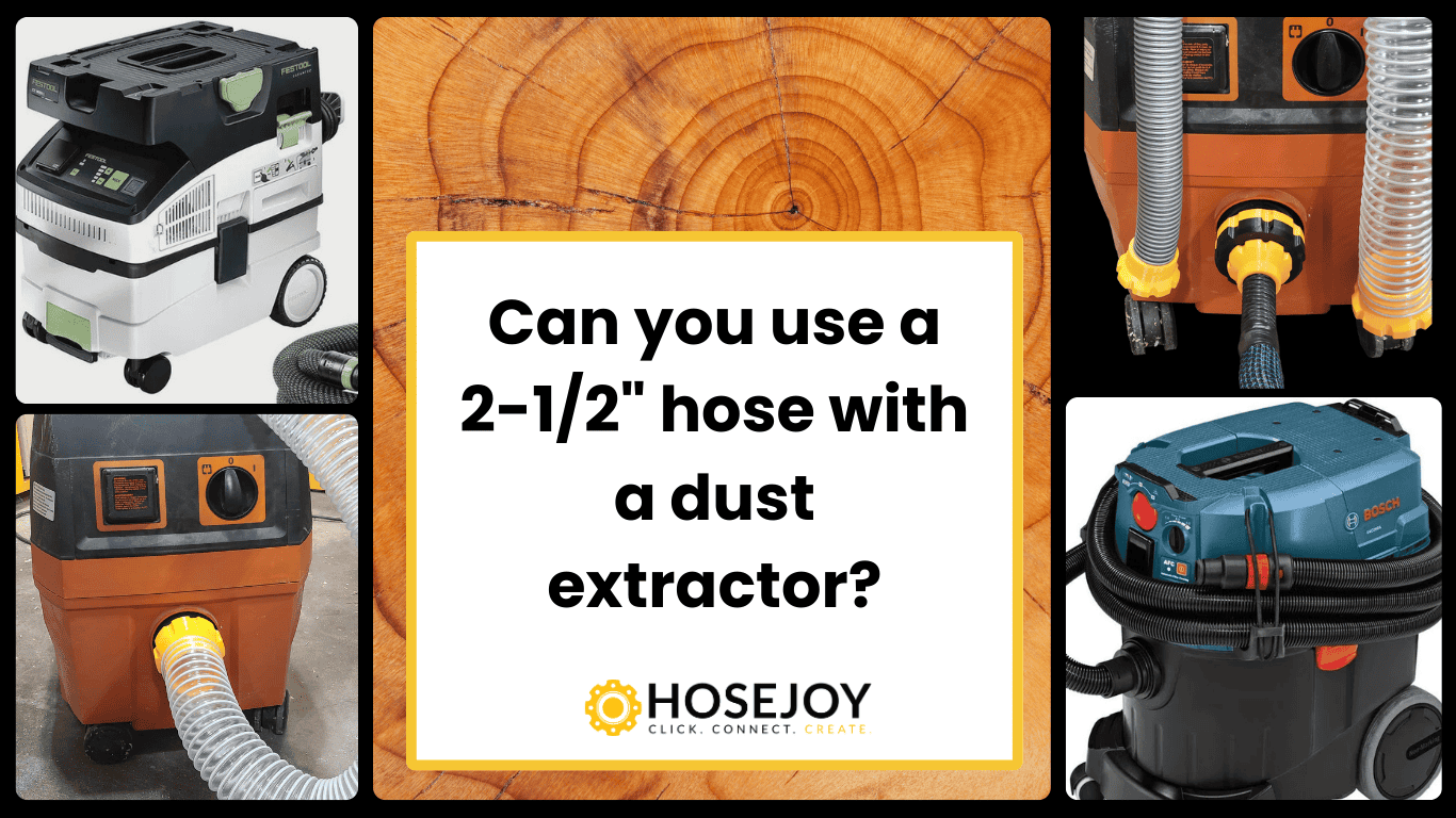 Dust extractor with 2-1/2" hose for woodworking dust collection.